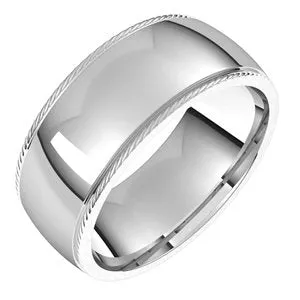 Continuum Sterling Silver 8 mm Rope Half Round Comfort Fit Band Size 11.5
