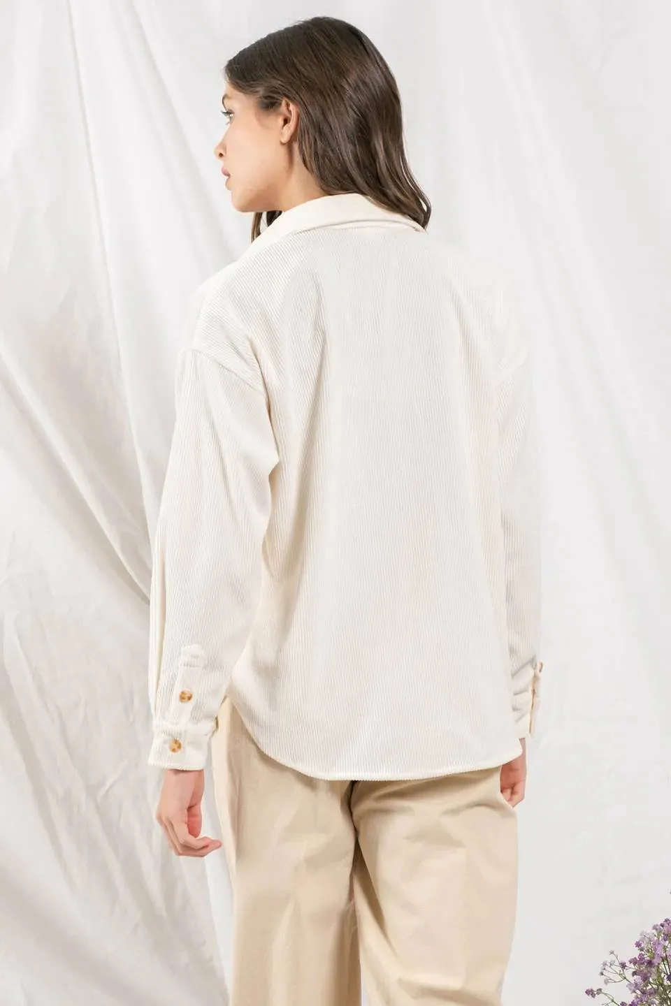 Corduroy Button Up Off White Jacket