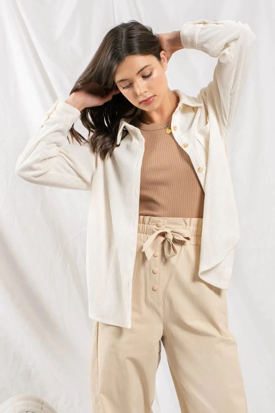 Corduroy Button Up Off White Jacket
