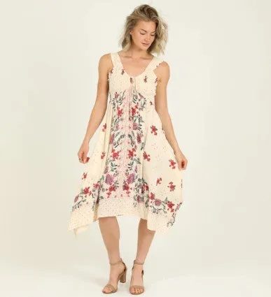 Cream Floral Midi Dress