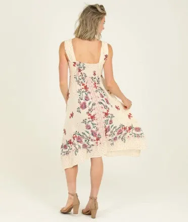 Cream Floral Midi Dress
