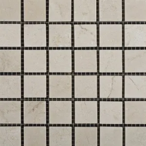 Crema Marfil Marble 1 X 1 Polished Mosaic Tile on Mesh - Box of 5 sq. ft.