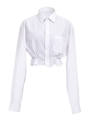 Cropped Pleated Formal Shirt