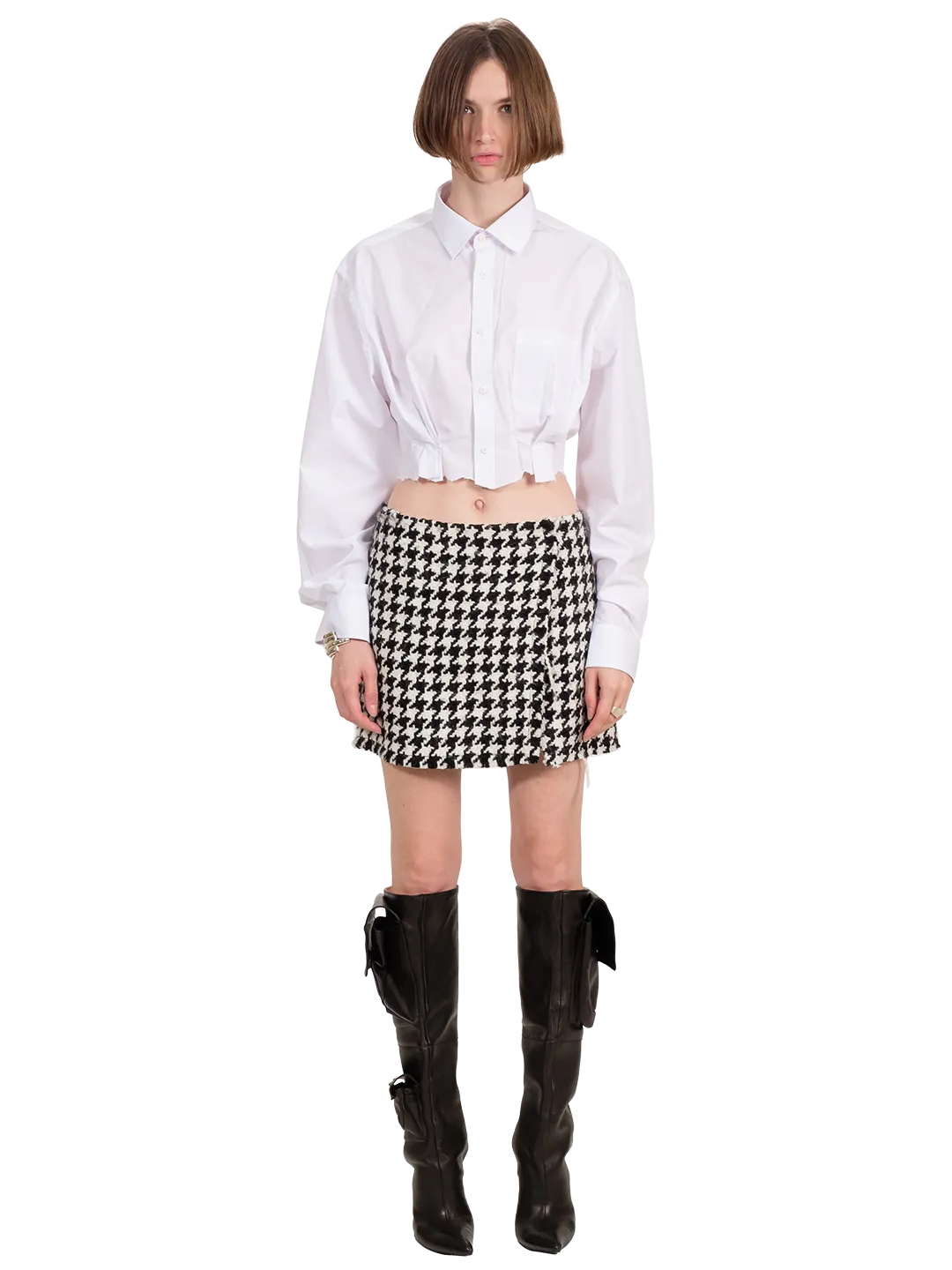 Cropped Pleated Formal Shirt