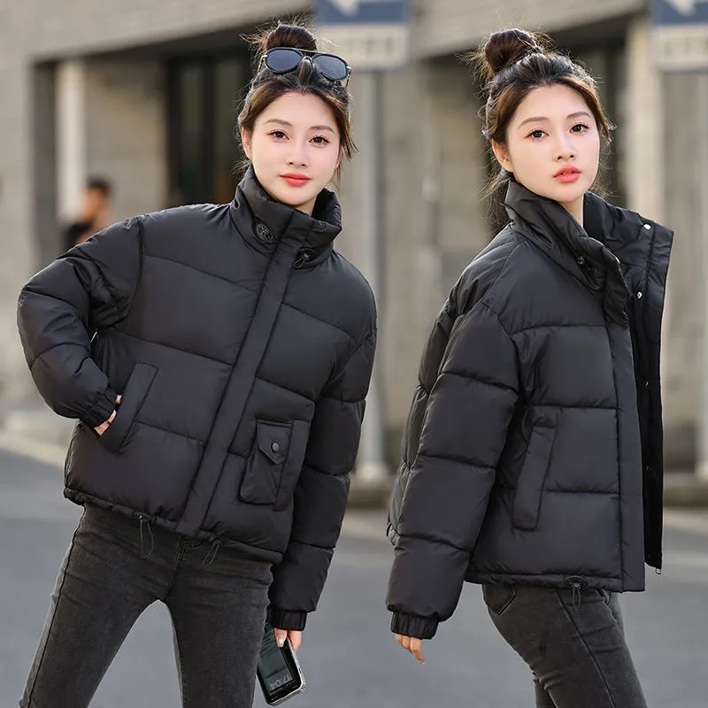 Cropped Windproof Puffer Jacket with a Stain-resistant Finish