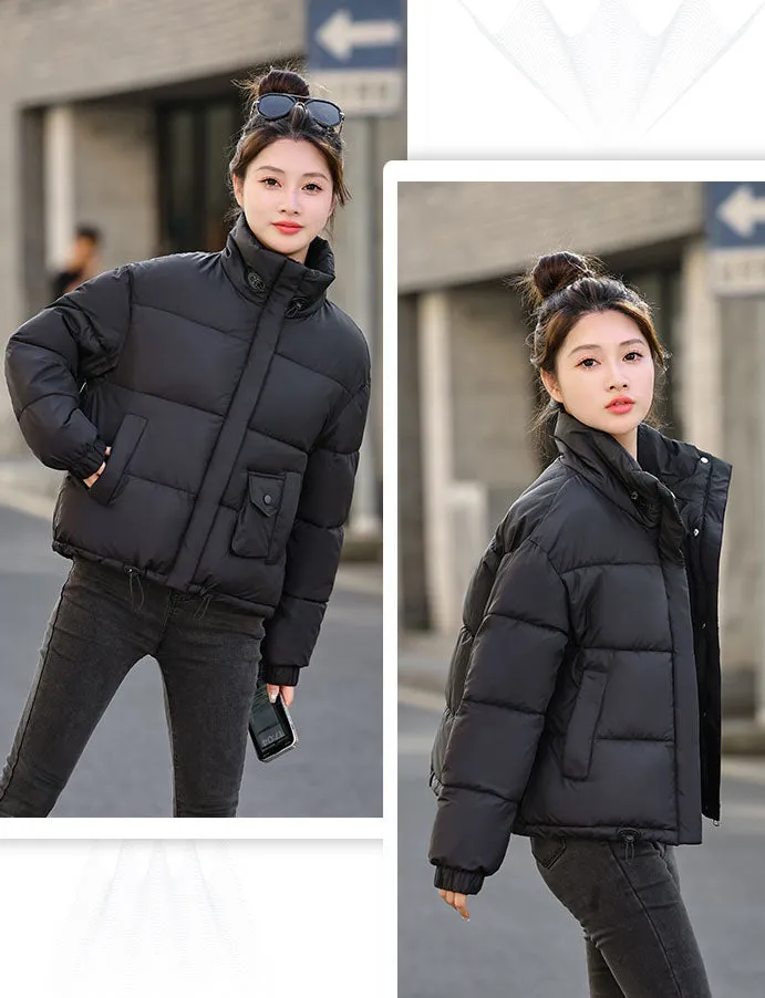 Cropped Windproof Puffer Jacket with a Stain-resistant Finish