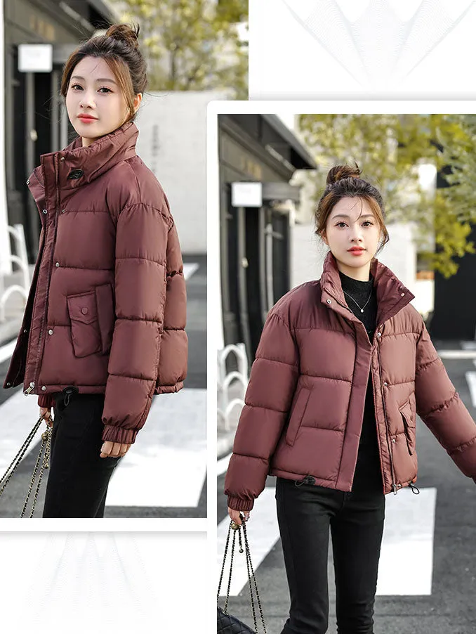 Cropped Windproof Puffer Jacket with a Stain-resistant Finish