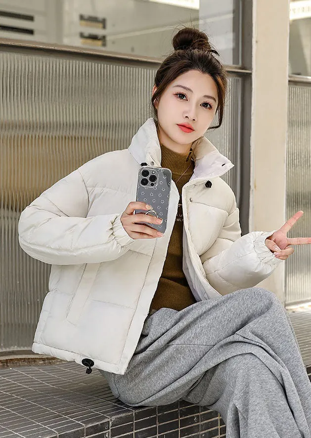 Cropped Windproof Puffer Jacket with a Stain-resistant Finish
