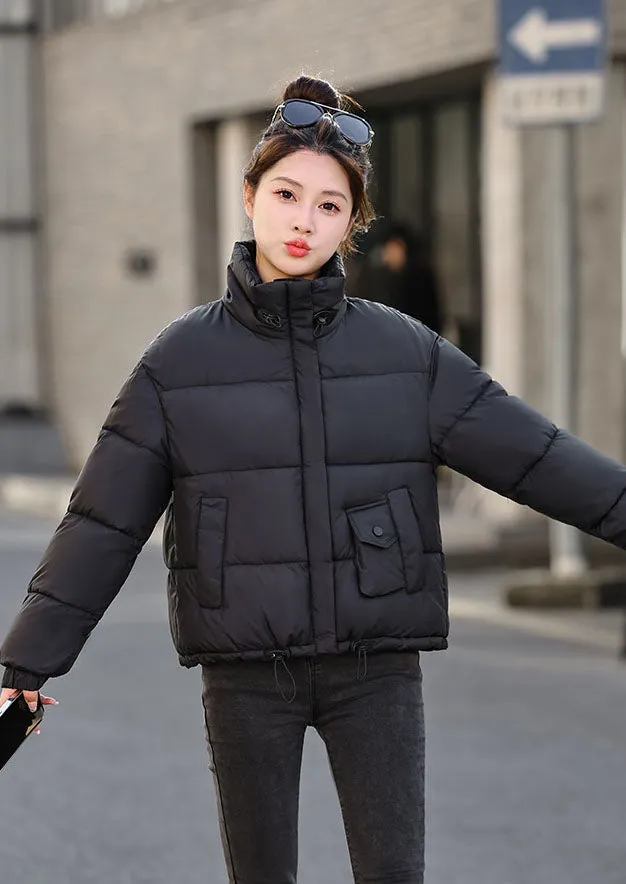 Cropped Windproof Puffer Jacket with a Stain-resistant Finish