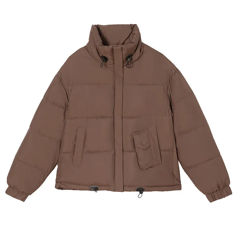Cropped Windproof Puffer Jacket with a Stain-resistant Finish