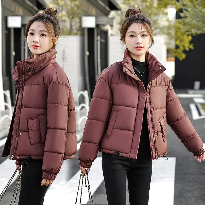 Cropped Windproof Puffer Jacket with a Stain-resistant Finish