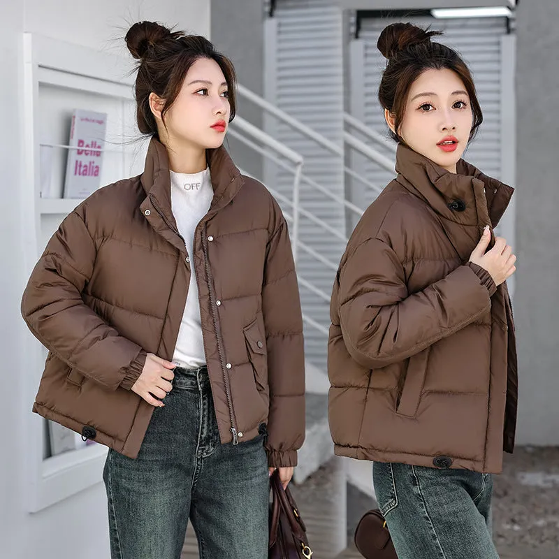 Cropped Windproof Puffer Jacket with a Stain-resistant Finish