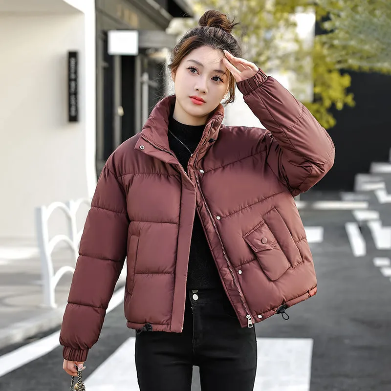 Cropped Windproof Puffer Jacket with a Stain-resistant Finish