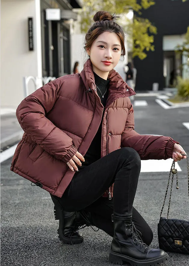 Cropped Windproof Puffer Jacket with a Stain-resistant Finish
