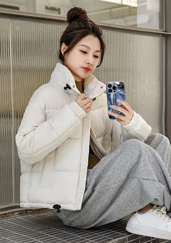 Cropped Windproof Puffer Jacket with a Stain-resistant Finish