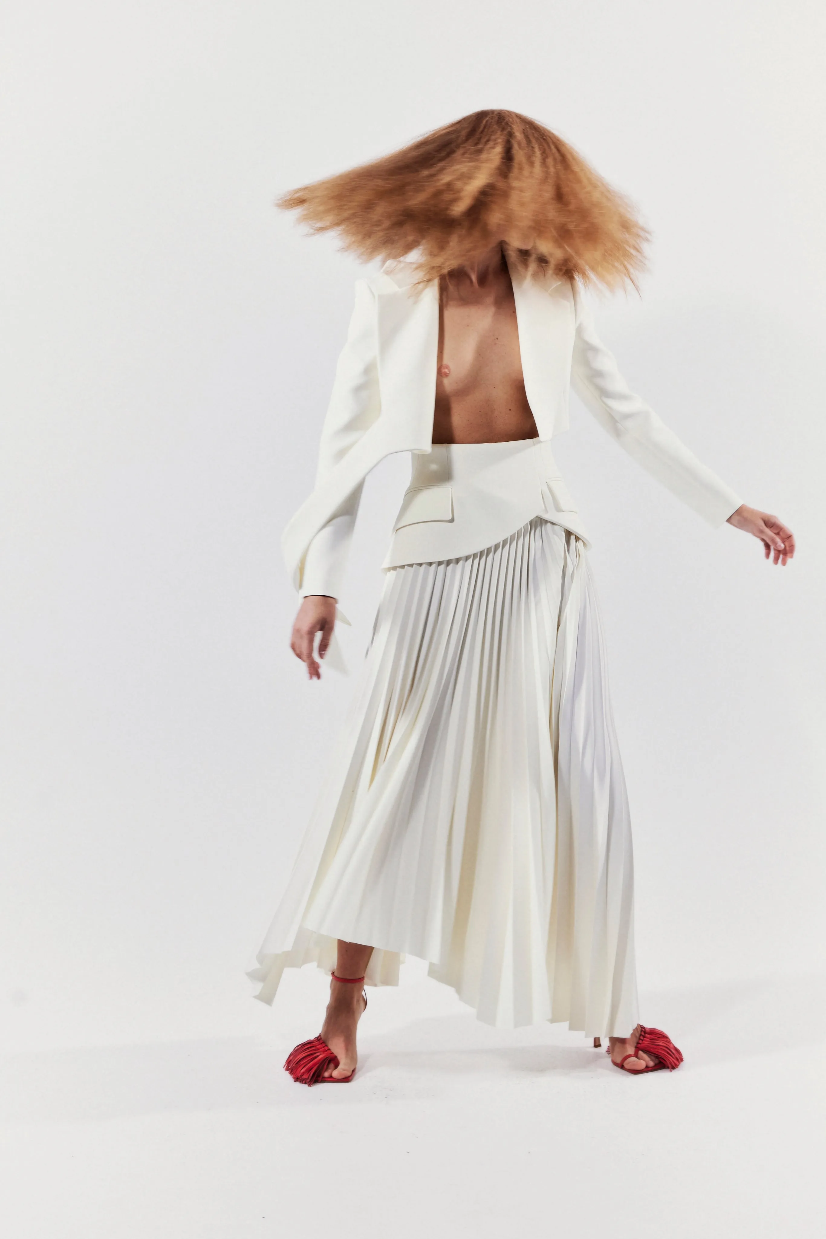 Cropped Wrap Around Jacket With Ties Ivory