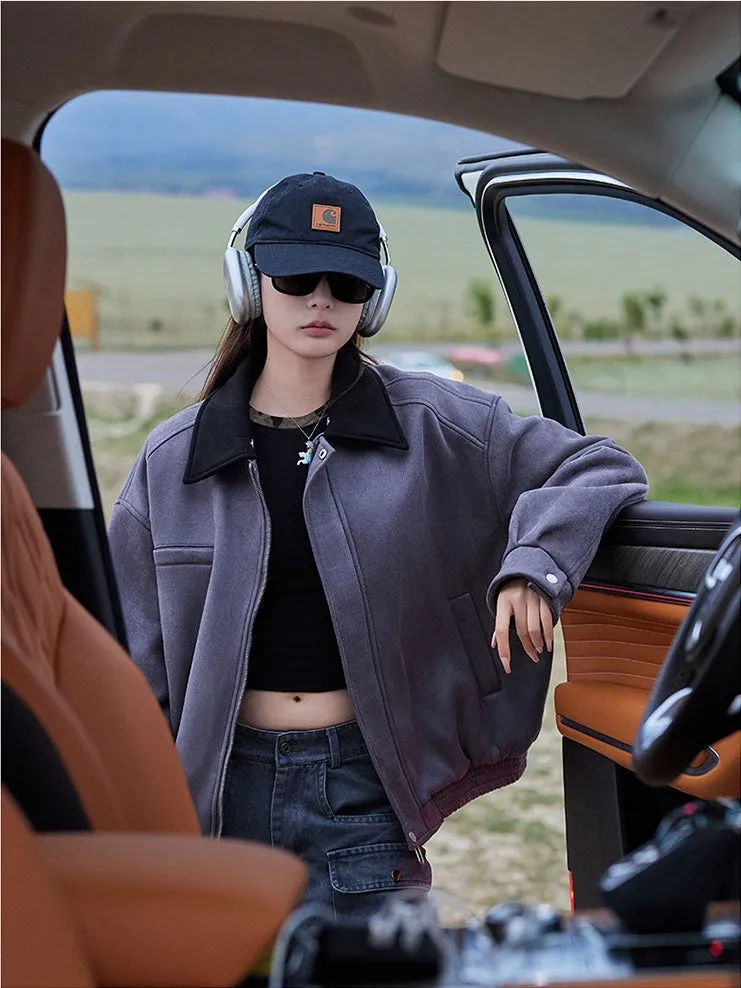 Cute Cropped Button Front Shirt Jacket with Stain-Resistant Material