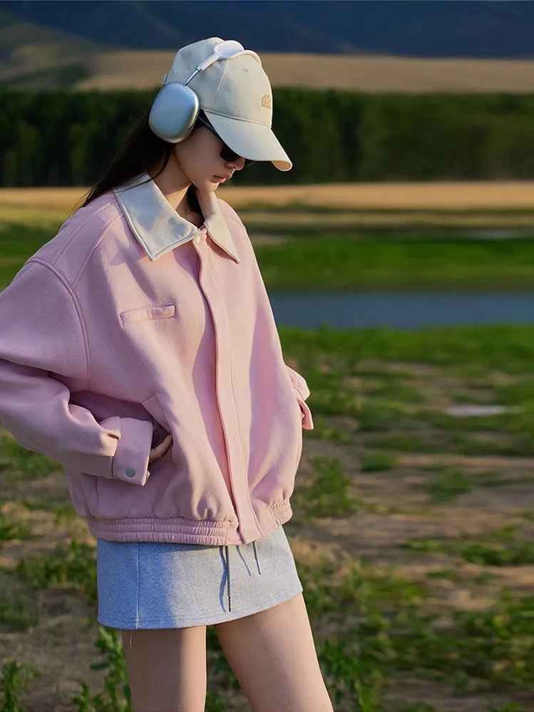 Cute Cropped Button Front Shirt Jacket with Stain-Resistant Material