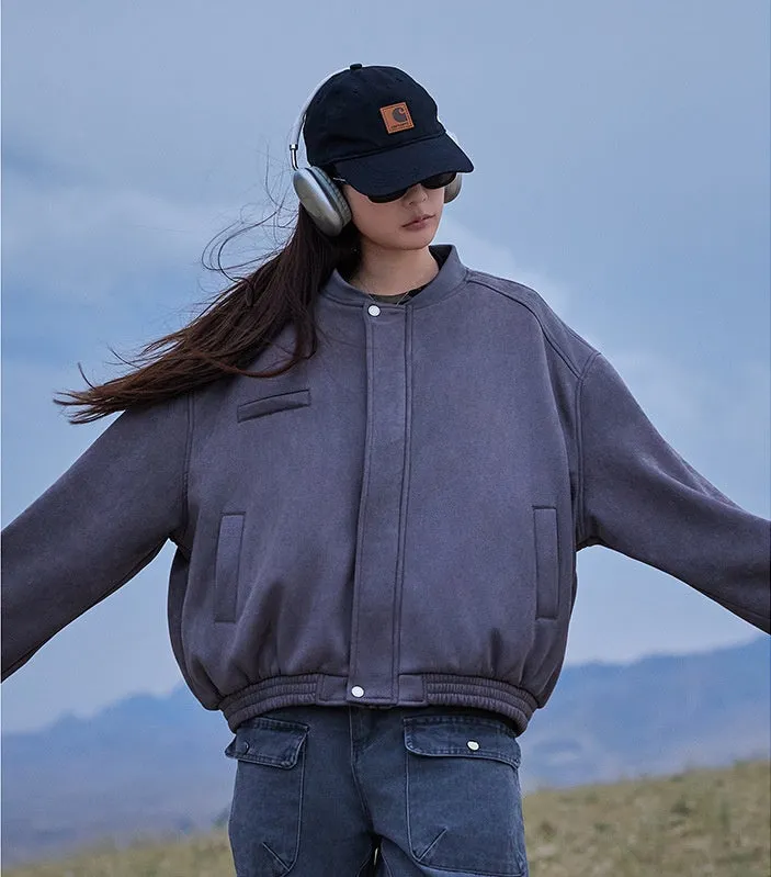 Cute Cropped Button Front Shirt Jacket with Stain-Resistant Material