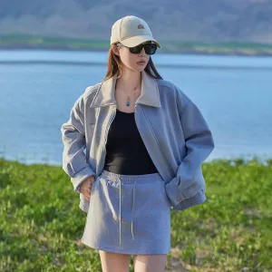 Cute Cropped Button Front Shirt Jacket with Stain-Resistant Material