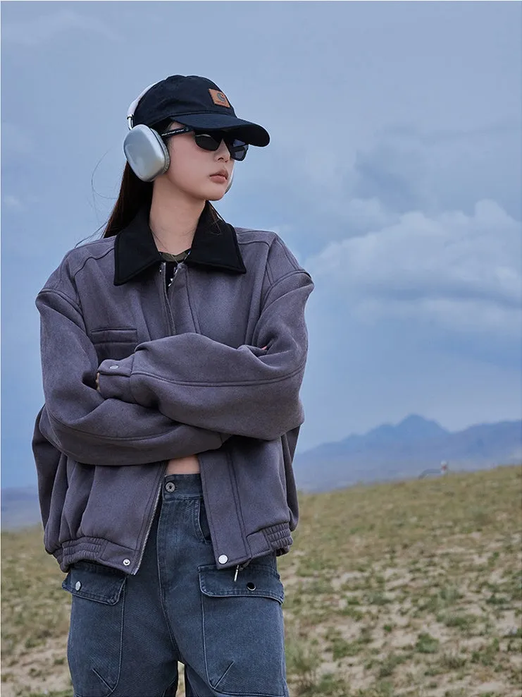 Cute Cropped Button Front Shirt Jacket with Stain-Resistant Material