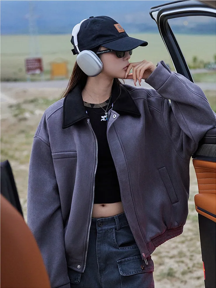 Cute Cropped Button Front Shirt Jacket with Stain-Resistant Material