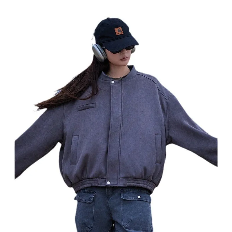 Cute Cropped Button Front Shirt Jacket with Stain-Resistant Material