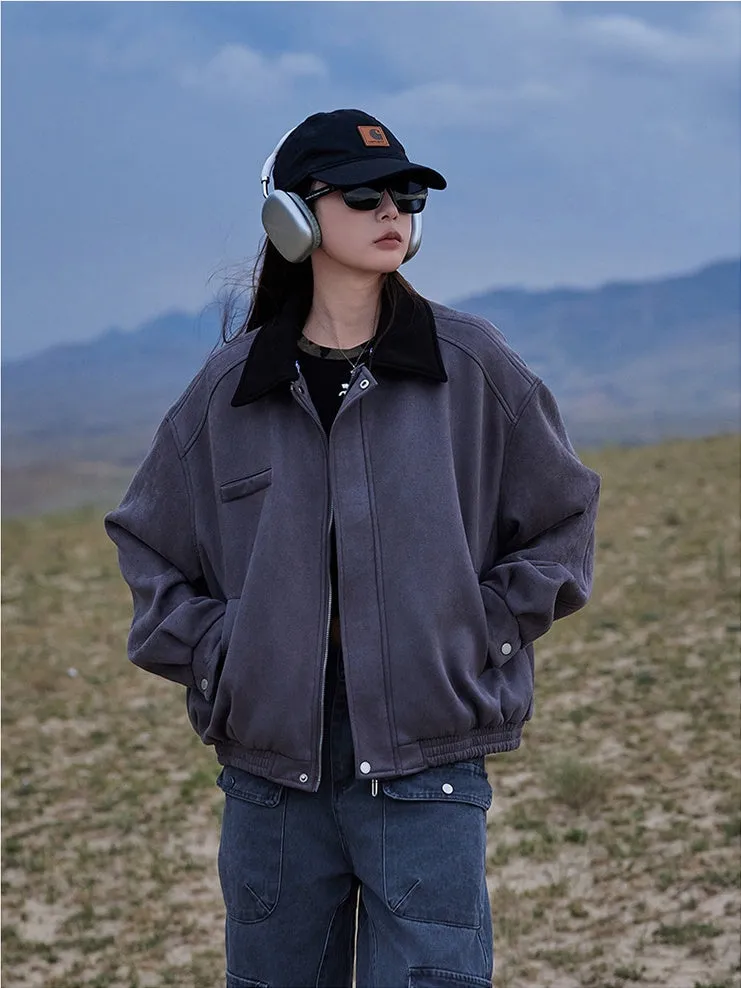Cute Cropped Button Front Shirt Jacket with Stain-Resistant Material
