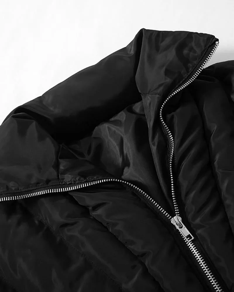 Diffraction Stitching Cropped Padded Jacket