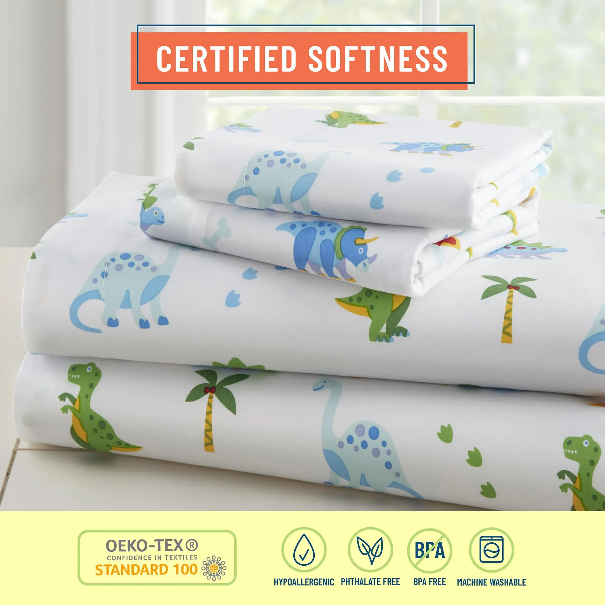 Dinosaur Land 100% Organic Cotton Flannel Fitted Crib Sheet