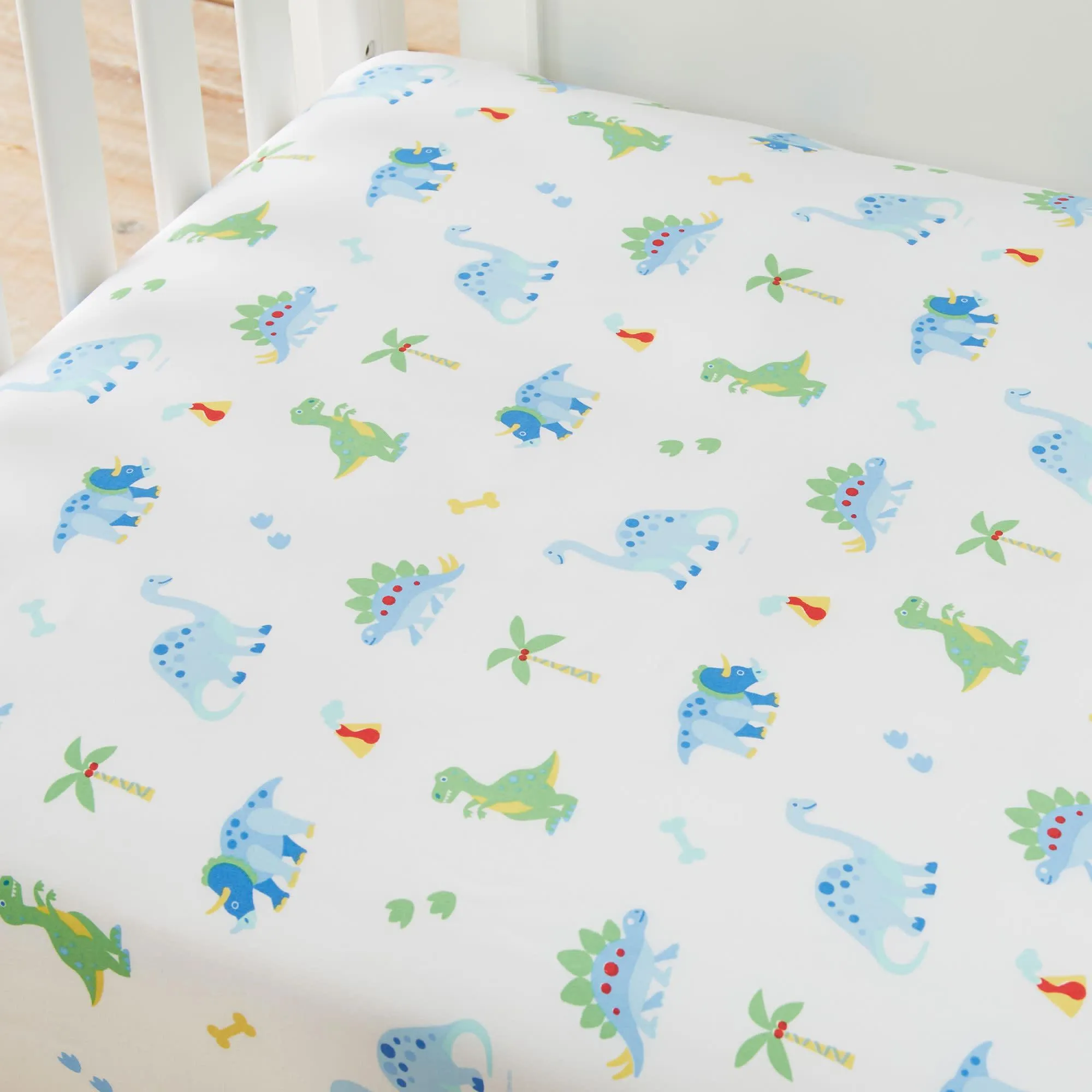 Dinosaur Land 100% Organic Cotton Flannel Fitted Crib Sheet
