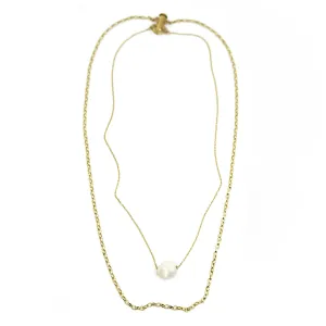 Double Layered Chain with Pearl Necklace