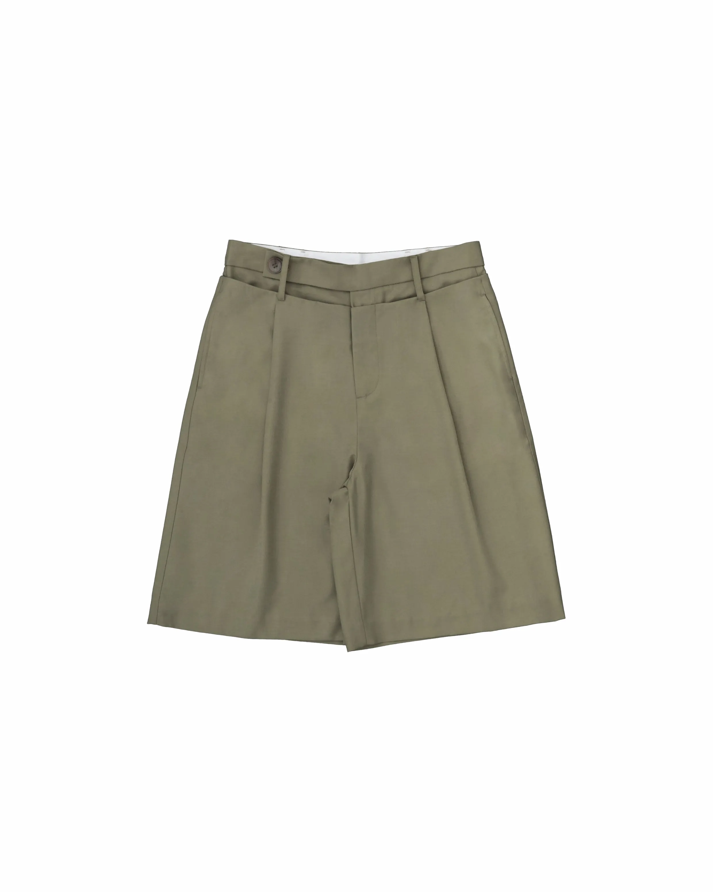 Double Waist Tailored Shorts - Olive