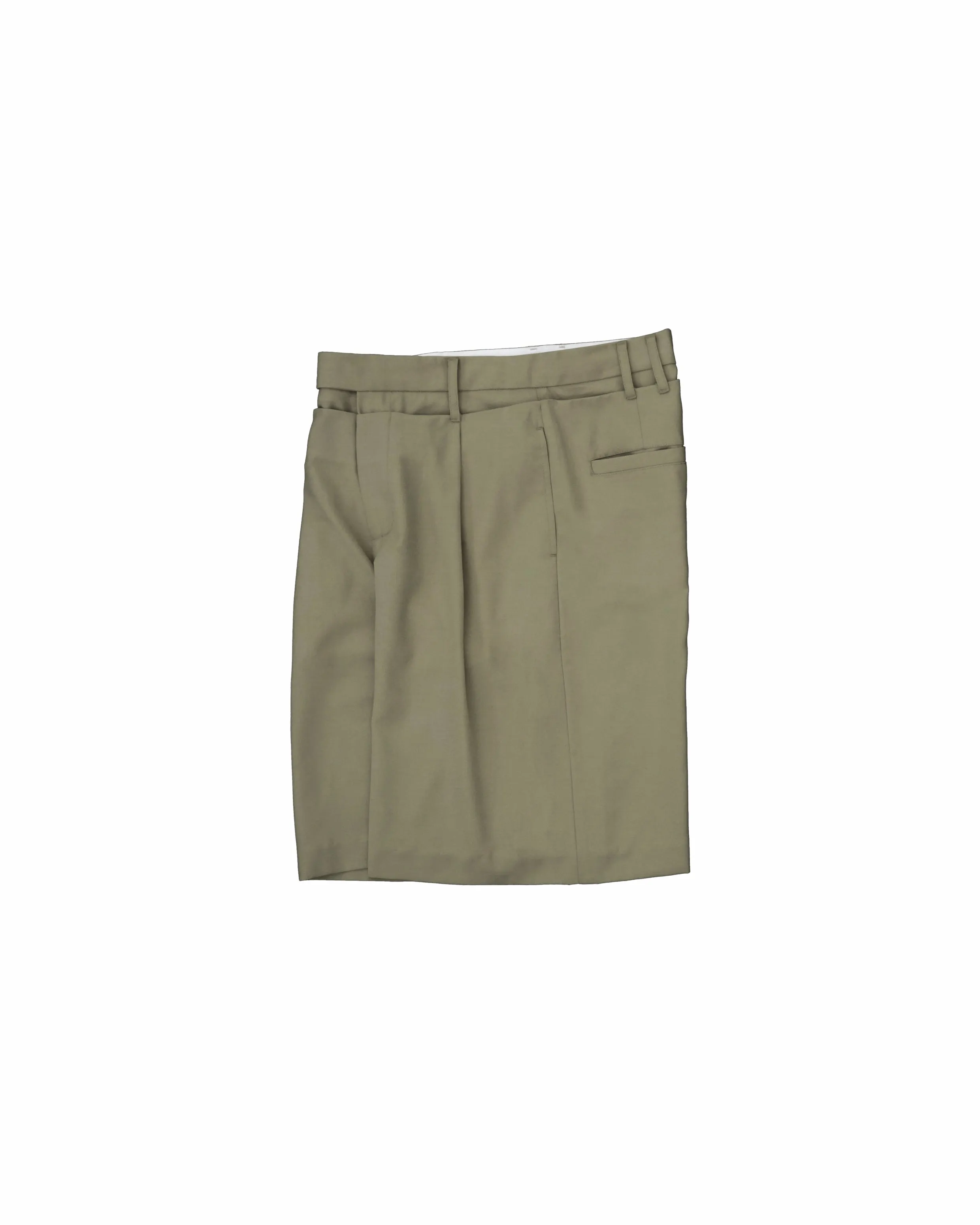 Double Waist Tailored Shorts - Olive