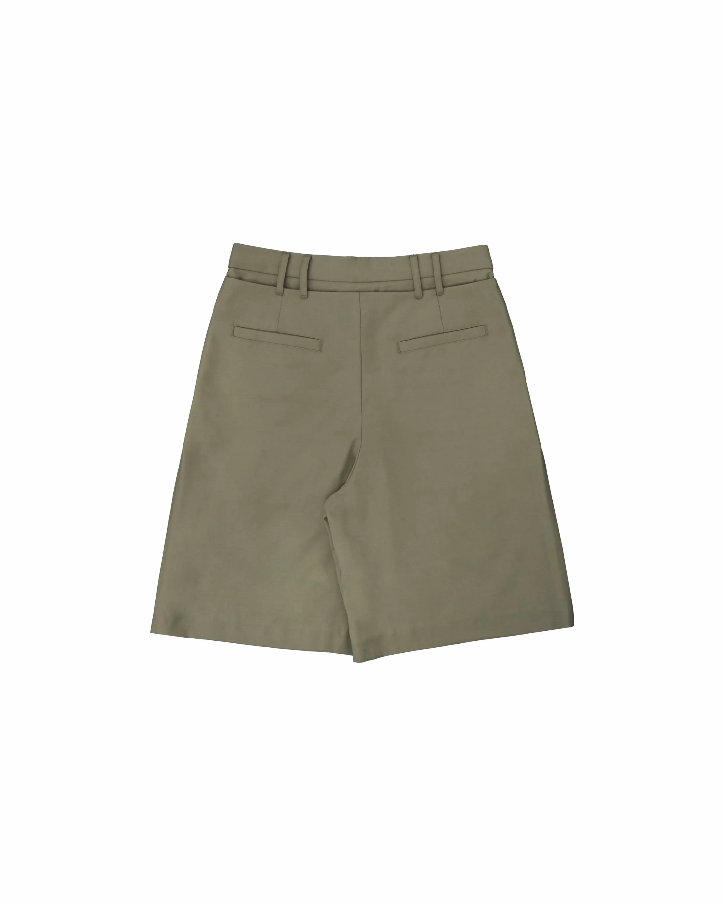 Double Waist Tailored Shorts - Olive