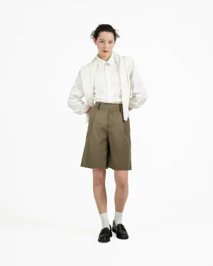 Double Waist Tailored Shorts - Olive