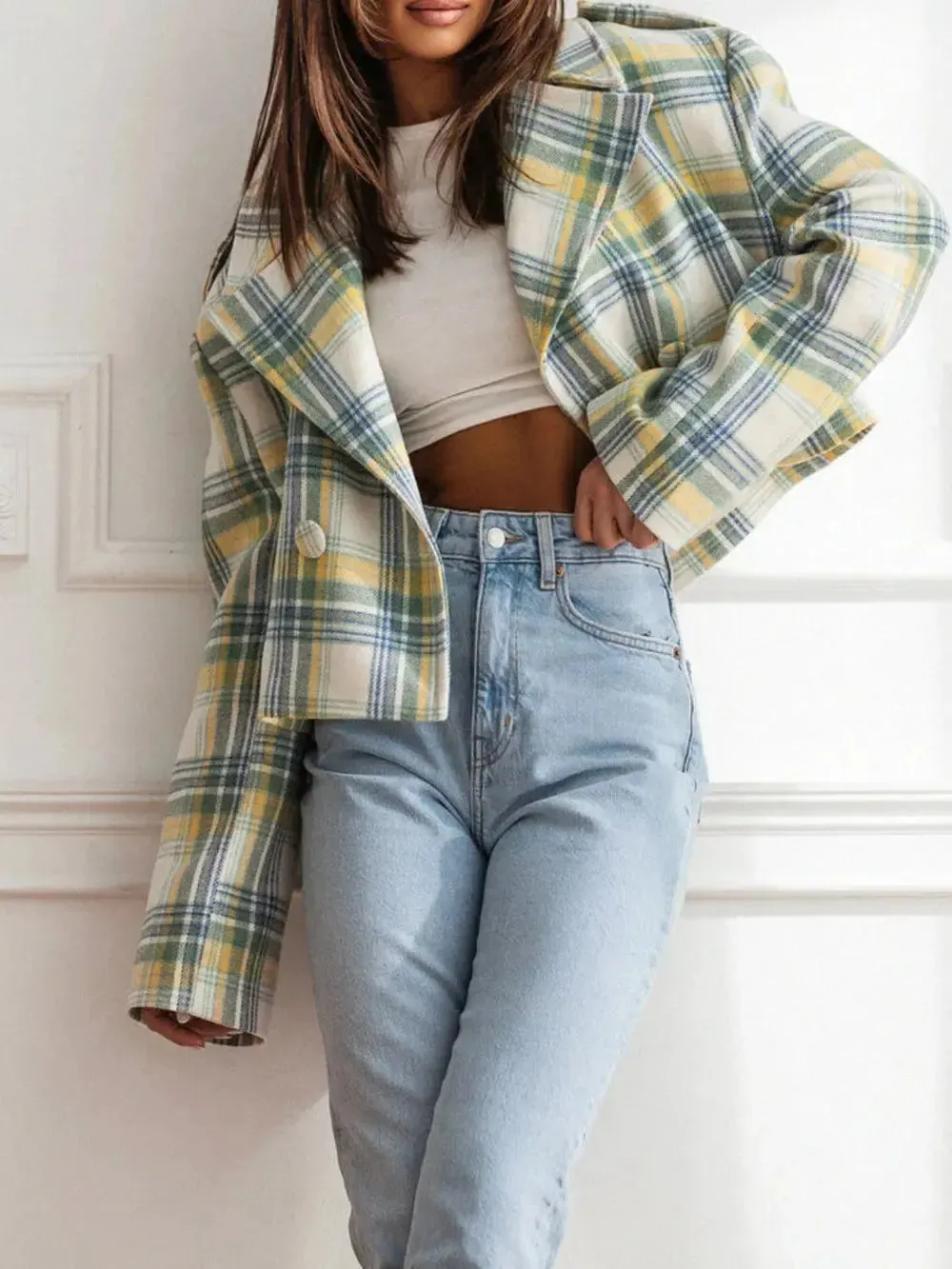 'Eilith' Cropped Plaid Jacket