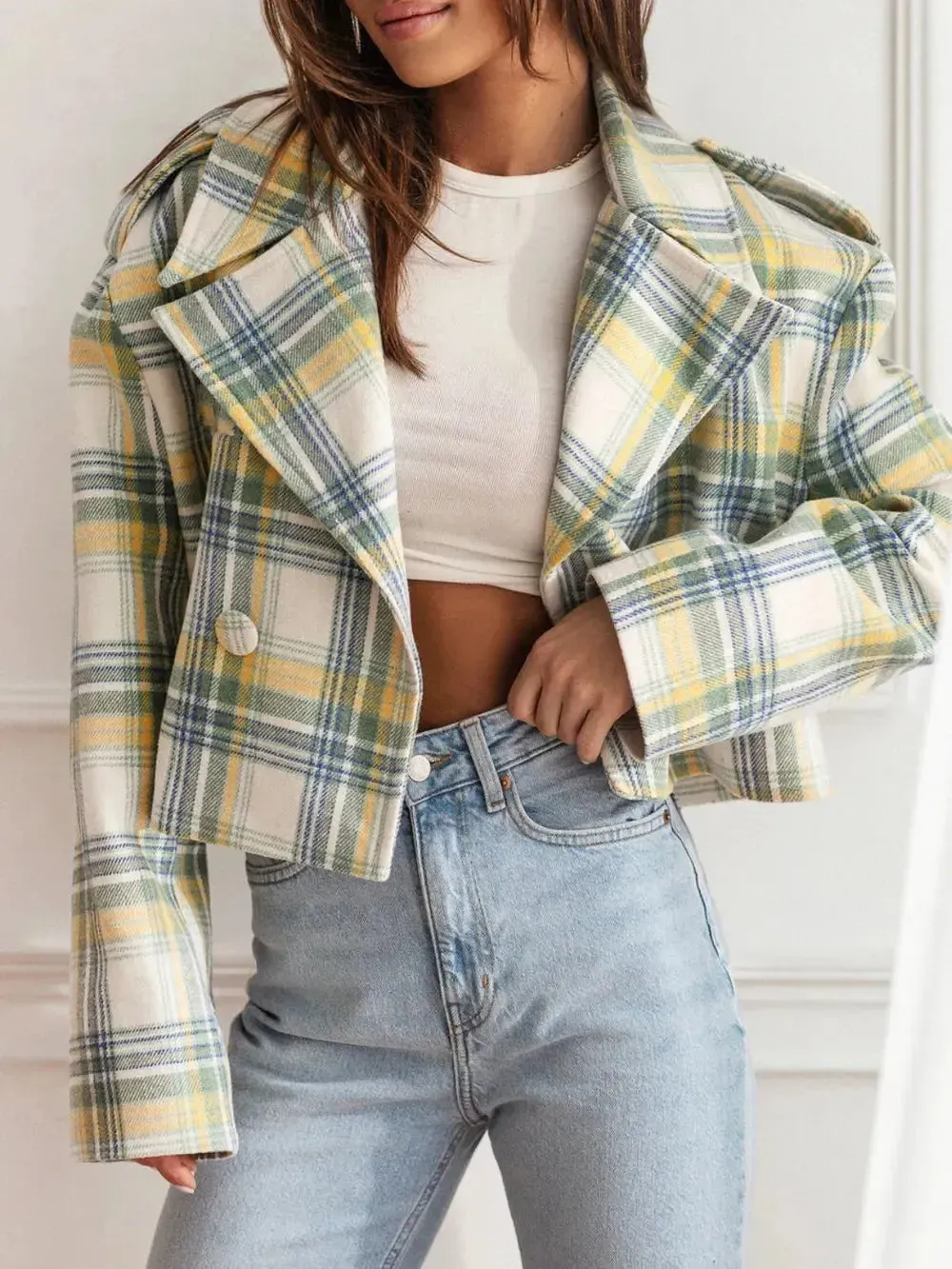 'Eilith' Cropped Plaid Jacket