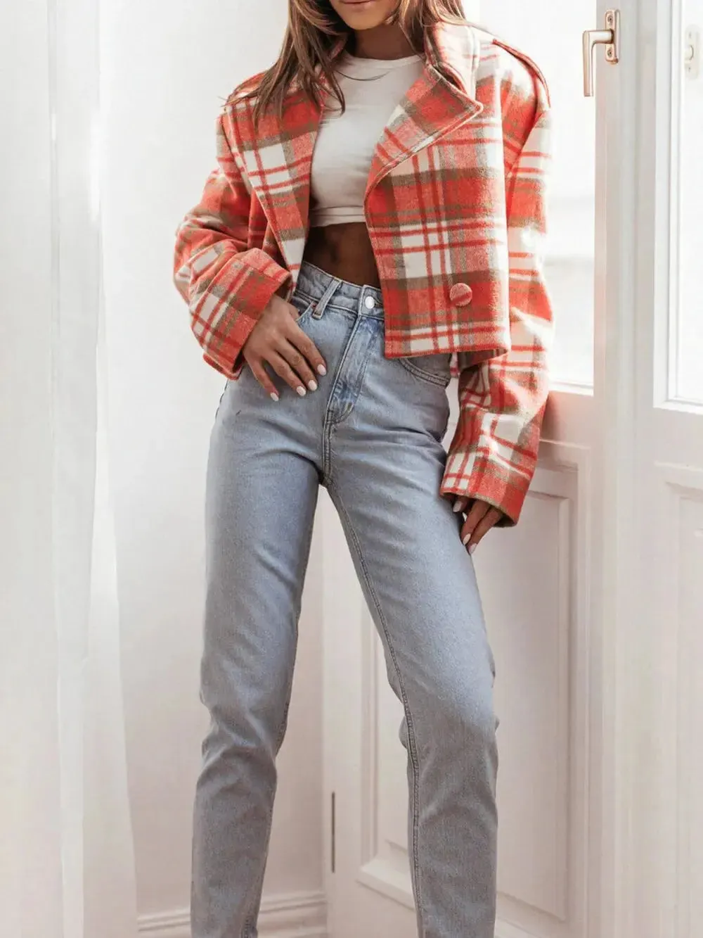 'Eilith' Cropped Plaid Jacket