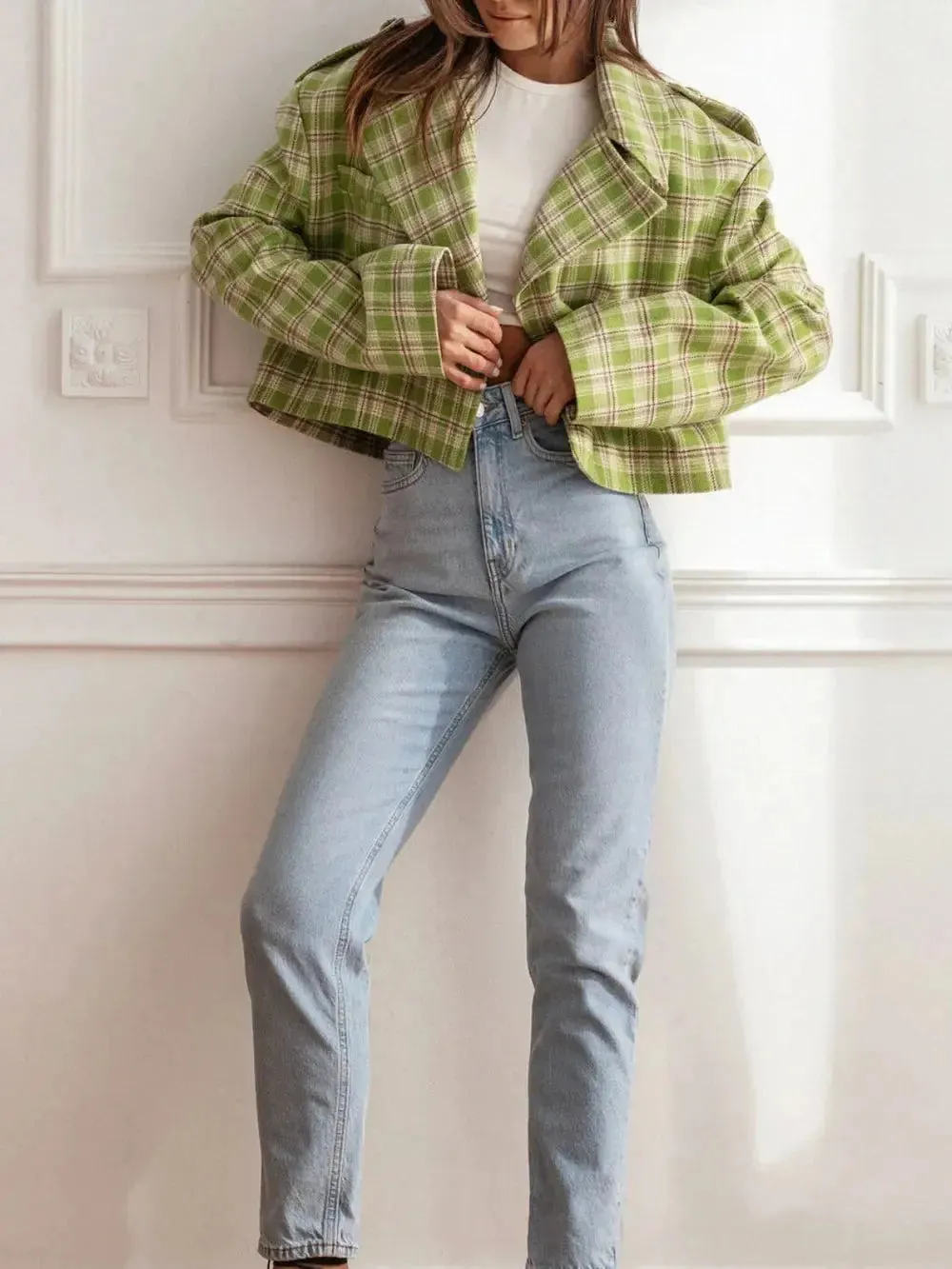 'Eilith' Cropped Plaid Jacket