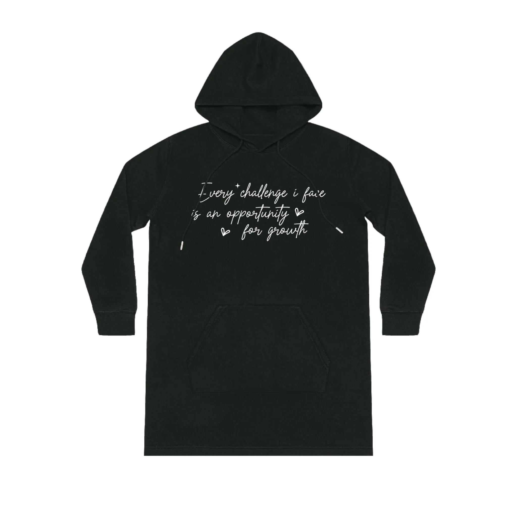 Every Challenge I Face, Women's Streeter Organic Hoodie Dress (Dark), Printed