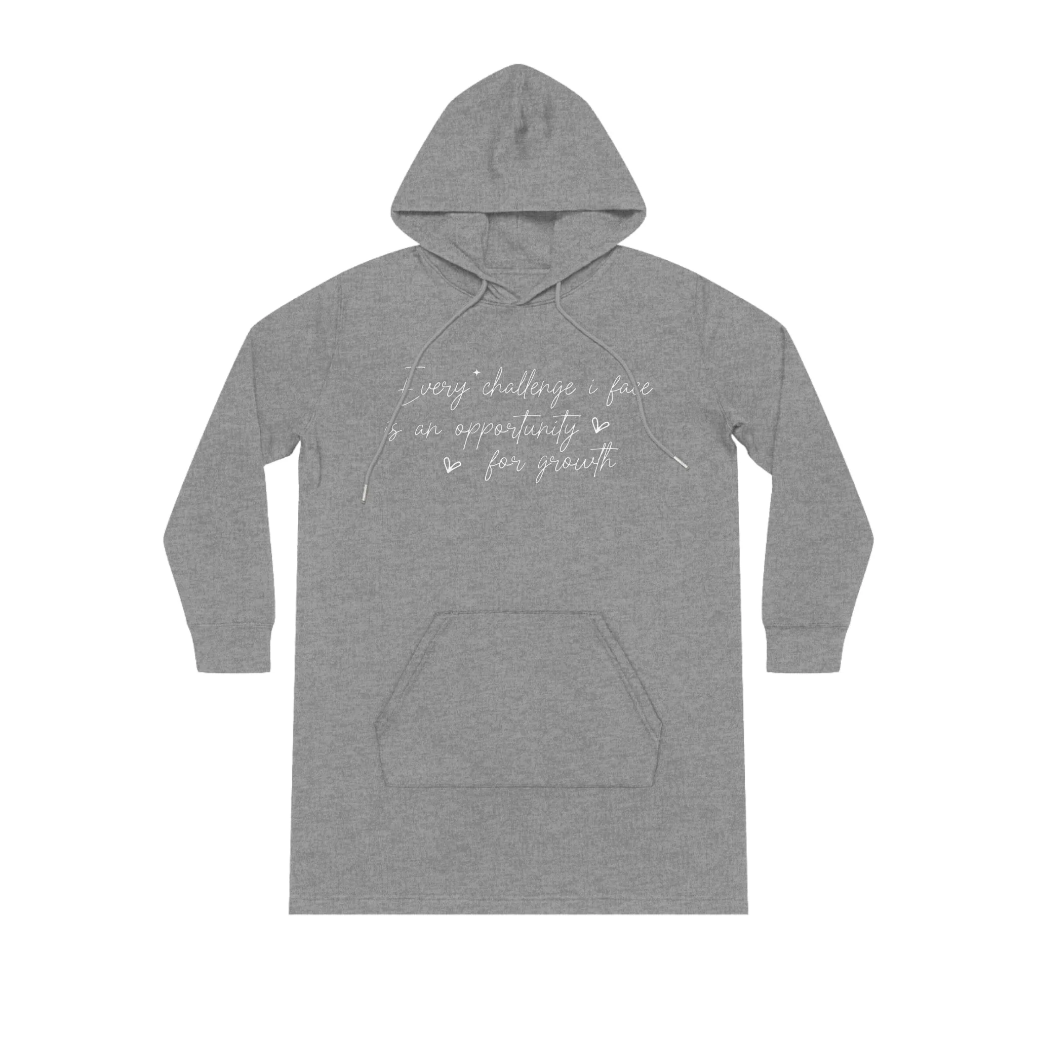 Every Challenge I Face, Women's Streeter Organic Hoodie Dress (Dark), Printed