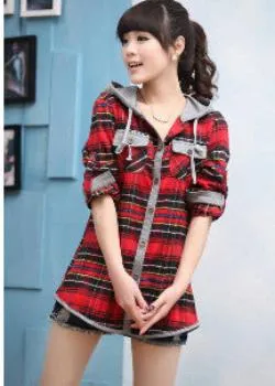 Fashion Long Sleeved Casual Hoodies Slim OL Plaid Blouses Shirts For Women Suit Sweatshirts