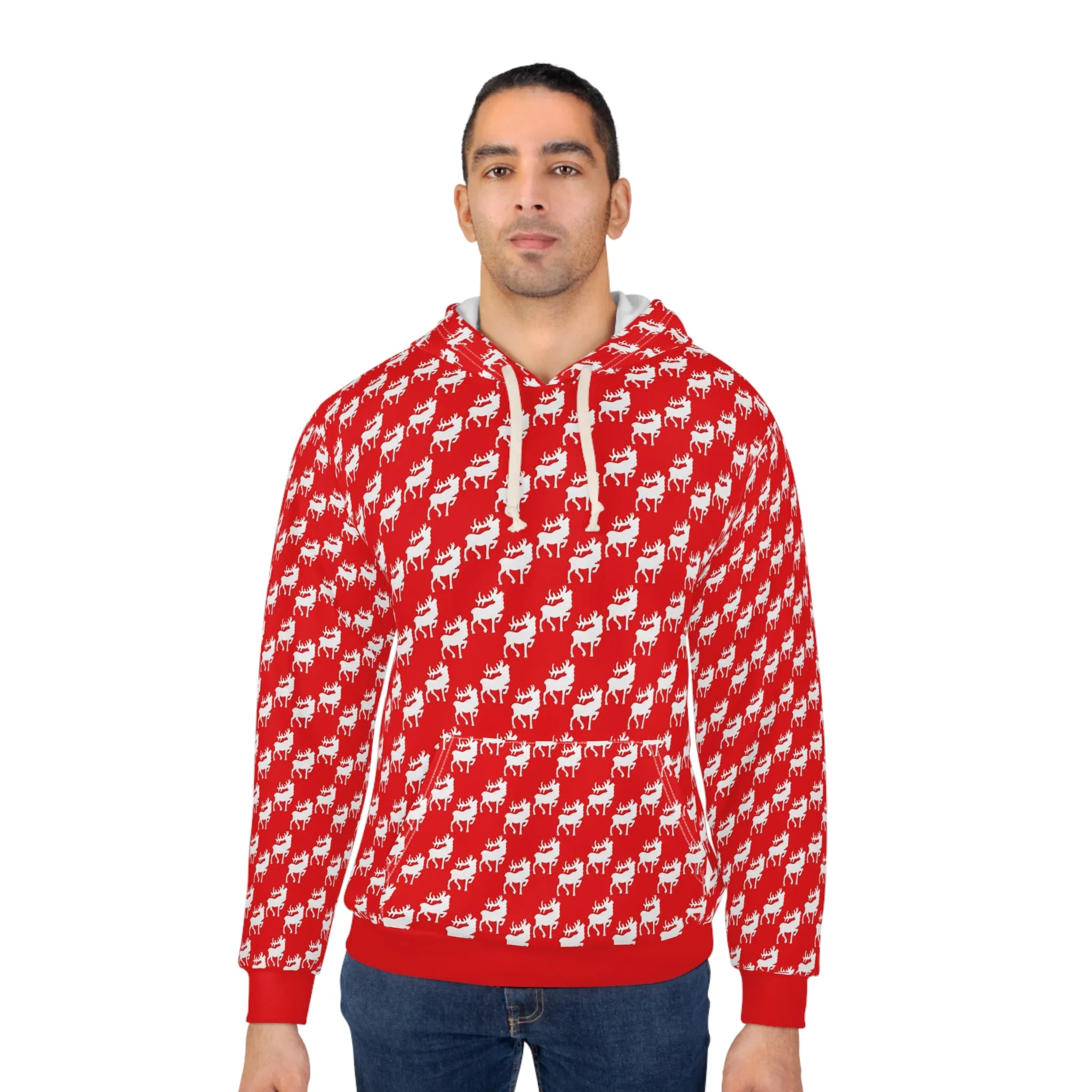 Festive Reindeer Pullover Hoodie | Cozy Christmas AOP Set Top