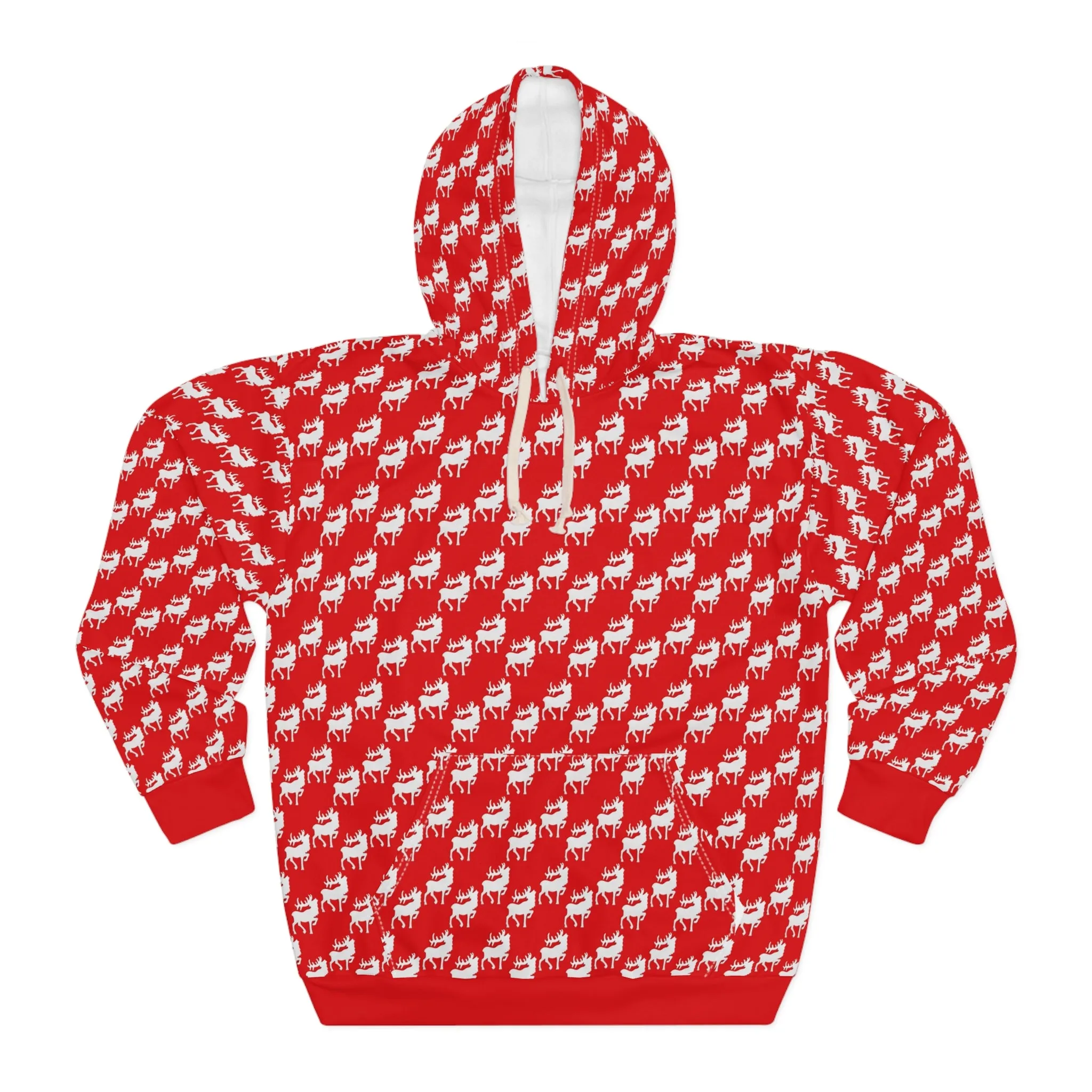 Festive Reindeer Pullover Hoodie | Cozy Christmas AOP Set Top