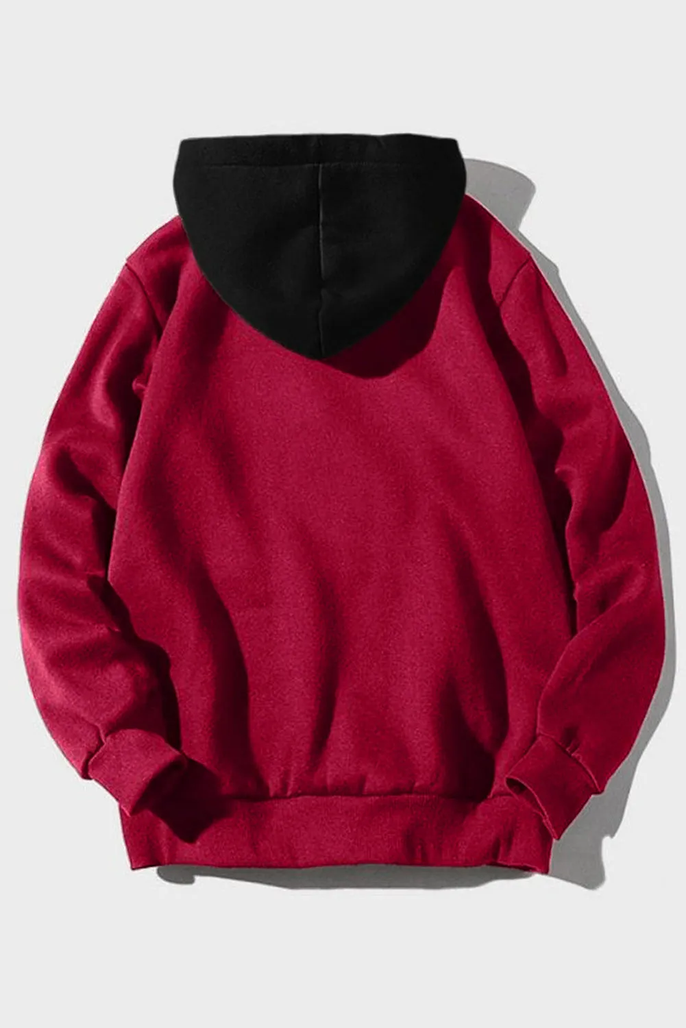 Fiery Red Men's Letter Print Pocketed Slim-fit Long Sleeve Hoodie