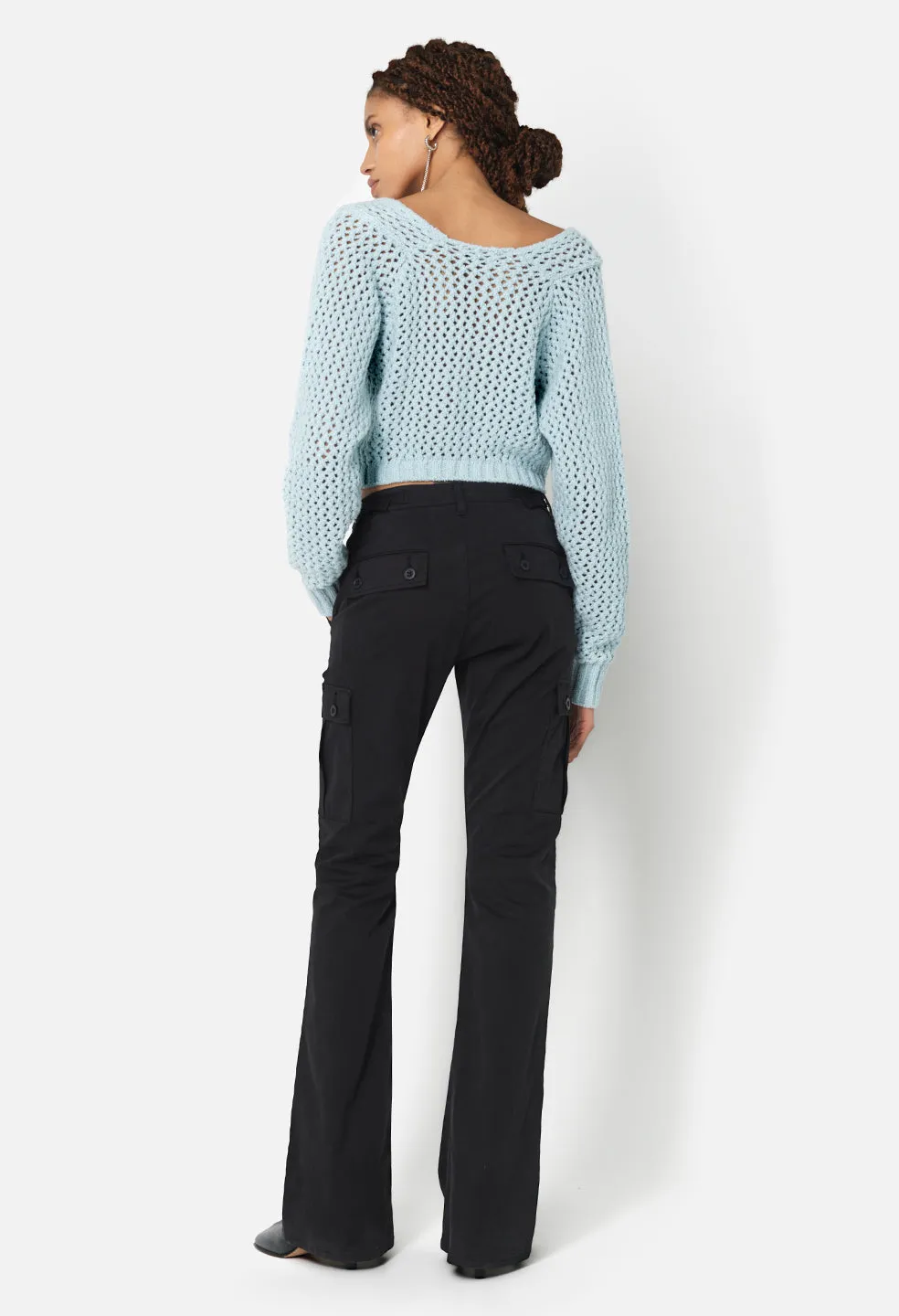 Foam Boucle Cropped Sweater / Sky