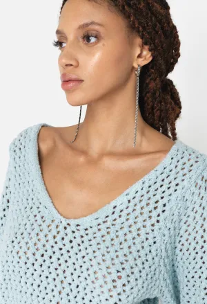 Foam Boucle Cropped Sweater / Sky