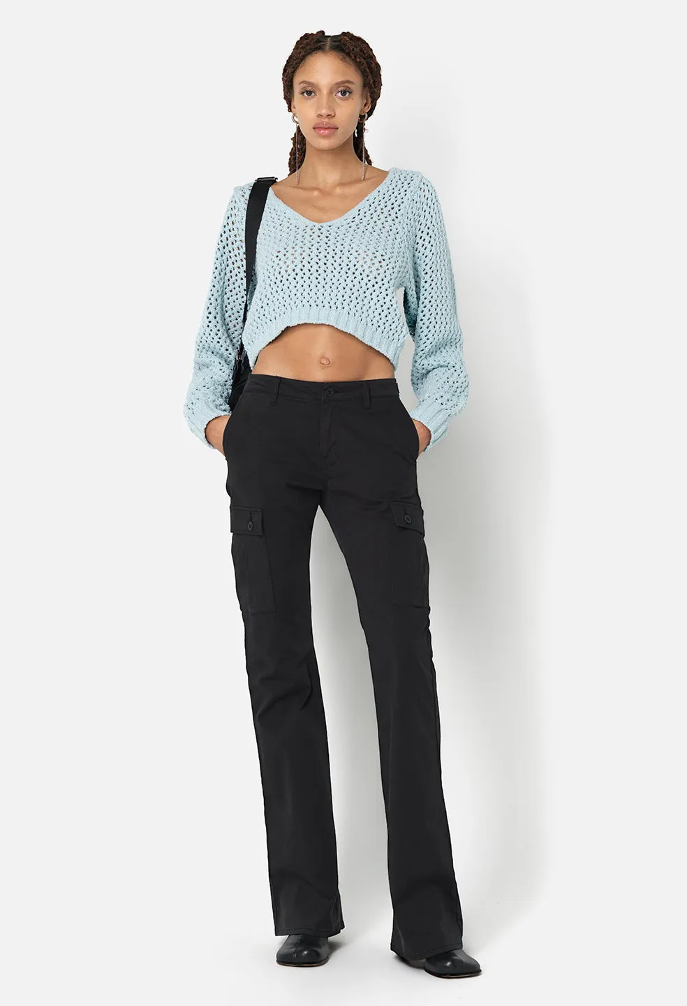 Foam Boucle Cropped Sweater / Sky
