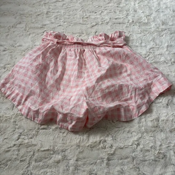 For Love &amp; Lemons Women's Size XL Pink Lotti Gingham Shorts